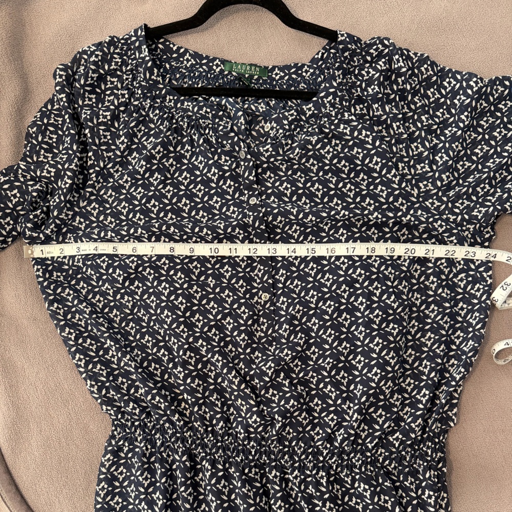 Lauren Ralph Lauren Navy and White Blouson Dress 16W - Picture 6 of 8